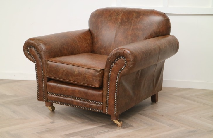 Henley Distinctive Leather Sofa - Chair - Vintage Cognac