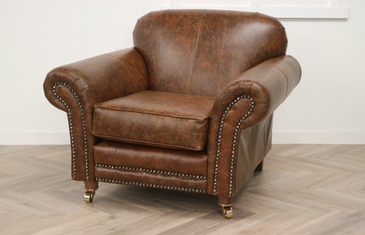 Henley Distinctive Leather Sofa - Chair - Vintage Cognac