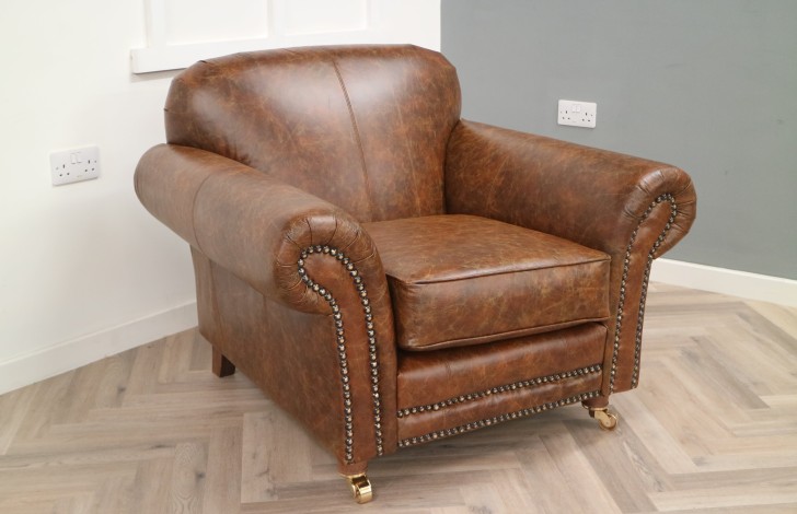 Henley Distinctive Leather Sofa - Chair - Vintage Cognac