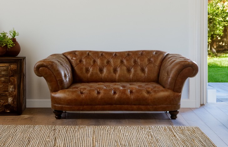 Lyme Tan Leather Chesterfield Sofa