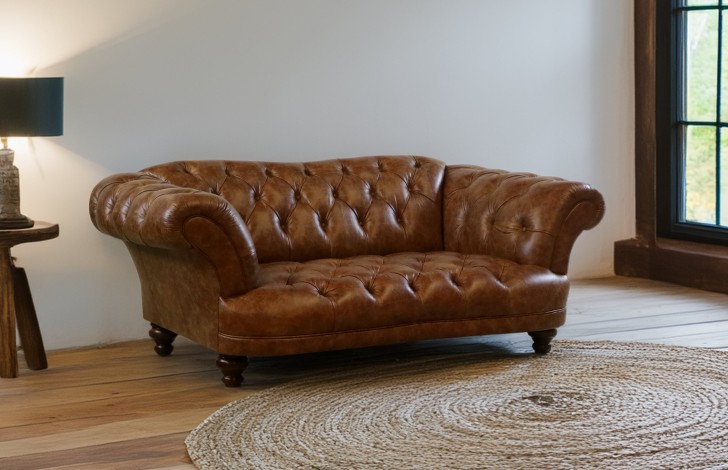 Lyme Tan Leather Chesterfield Sofa