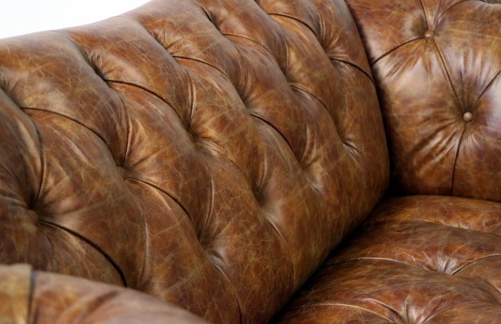 Lyme Tan Leather Chesterfield Sofa
