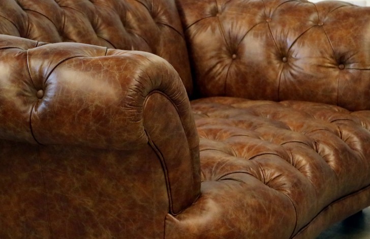 Lyme Tan Leather Chesterfield Sofa