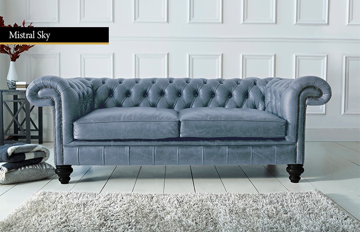 Paxton Black Leather Chesterfield