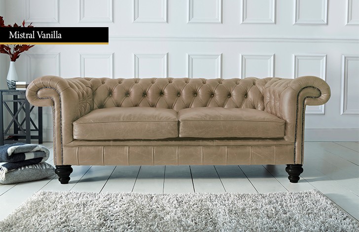 Paxton Black Leather Chesterfield