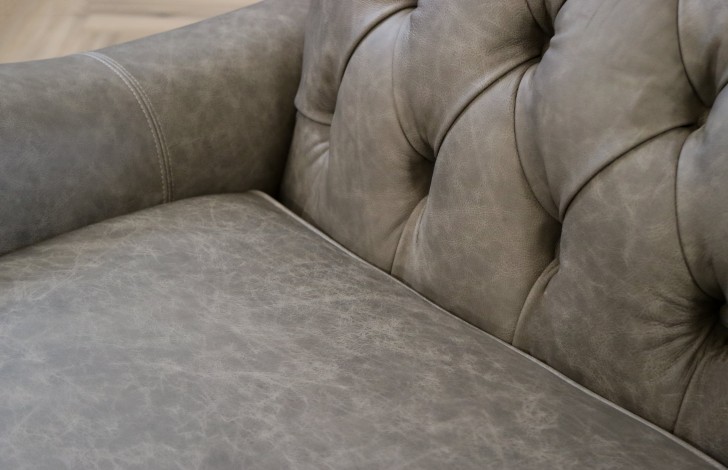 Harris Grey Leather Chesterfield Sofa