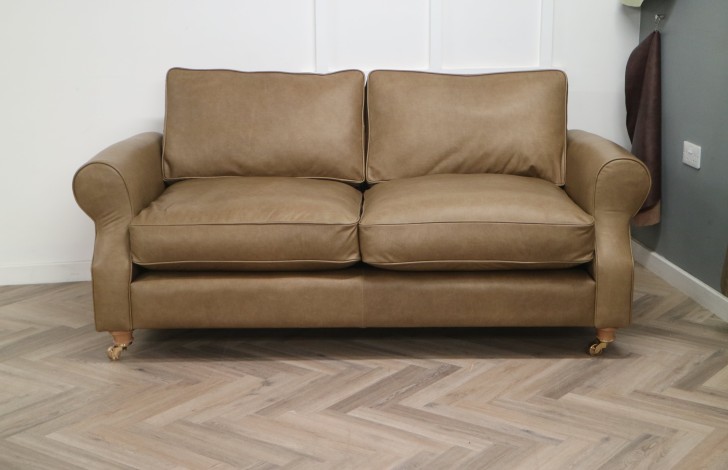 Churchill Traditional Leather Sofa - 3 Seater - Amalfi Stone