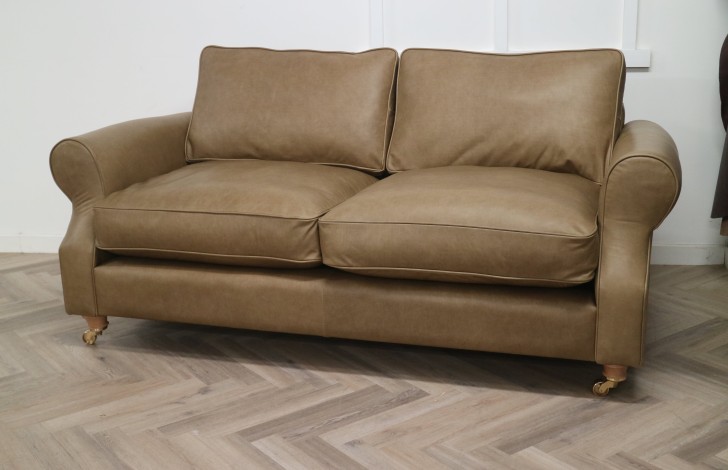 Churchill Traditional Leather Sofa - 3 Seater - Amalfi Stone