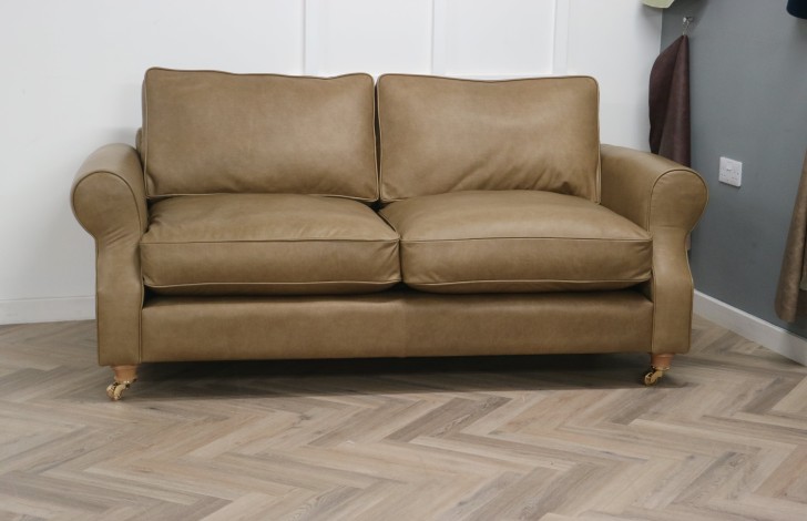 Churchill Traditional Leather Sofa - 3 Seater - Amalfi Stone