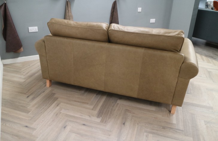 Churchill Traditional Leather Sofa - 3 Seater - Amalfi Stone
