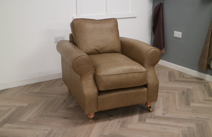 Churchill Traditional Leather Sofa - Chair - Amalfi Stone
