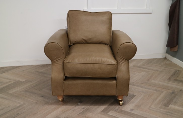 Churchill Traditional Leather Sofa - Chair - Amalfi Stone