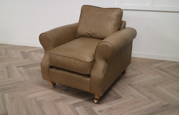 Churchill Traditional Leather Sofa - Chair - Amalfi Stone