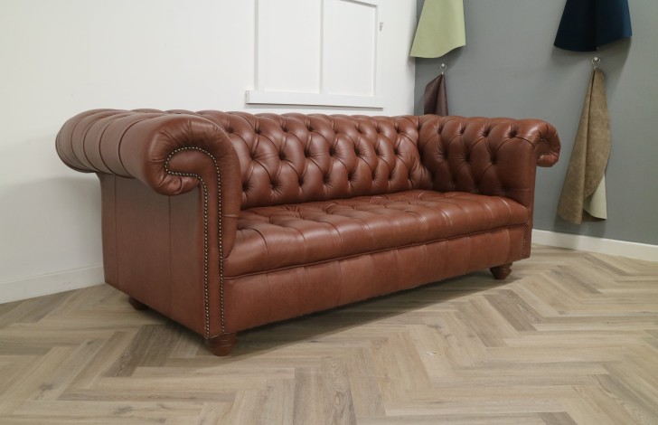 Berwick Vintage Leather Chesterfield - 3 Seater - Dune Hazel
