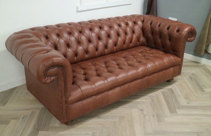 Berwick Vintage Leather Chesterfield - 3 Seater - Dune Hazel