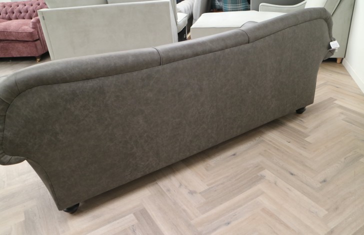 St David Curved Back Leather Sofa - 3.5 Seater - Apache Pewter