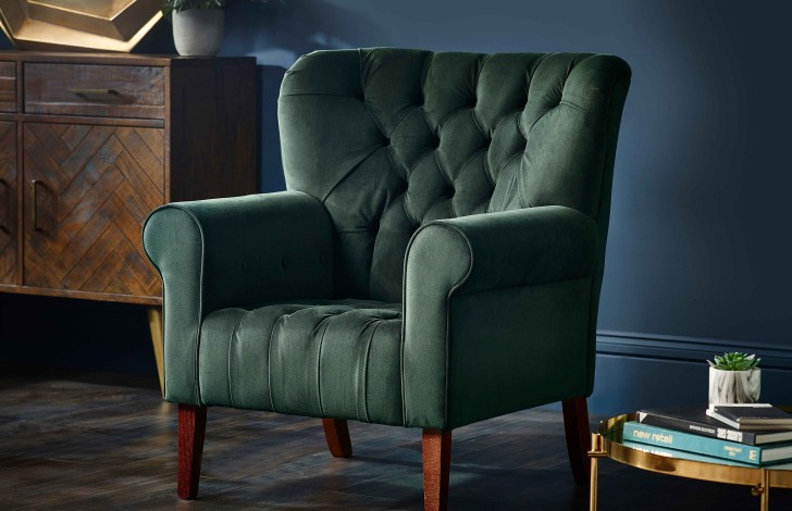 Oliver Fabric Spoon Back Chair - Plush Hunter