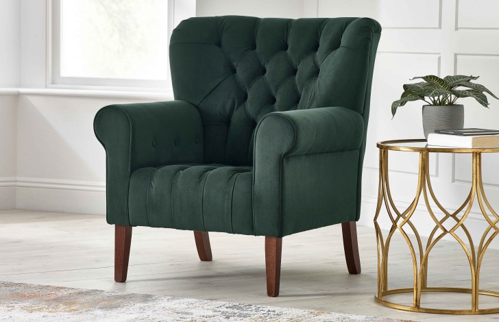 Oliver Fabric Spoon Back Chair - Plush Hunter