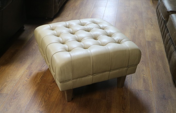 Balston Leather Chesterfield Footstool - Selvaggio Hare