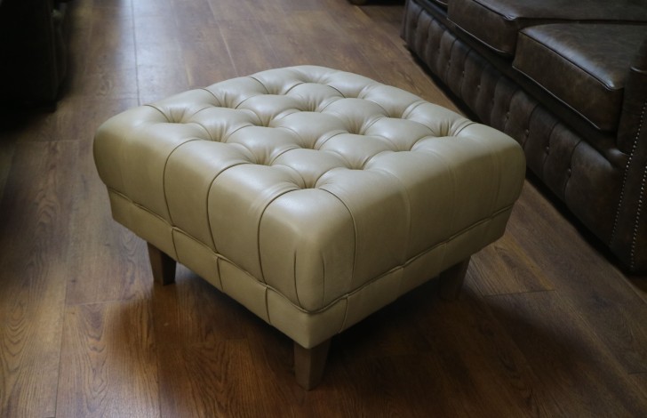 Balston Leather Chesterfield Footstool - Selvaggio Hare
