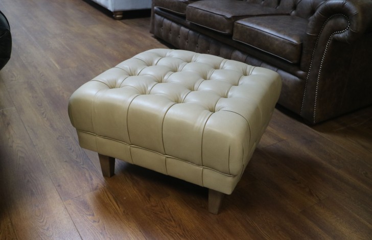 Balston Leather Chesterfield Footstool - Selvaggio Hare