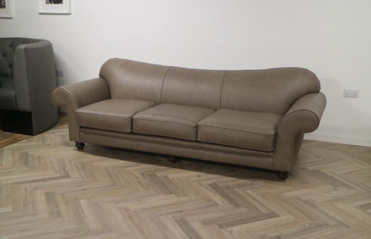 St David Curved Back Leather Sofa - 4 Seater - Mistral Canyon