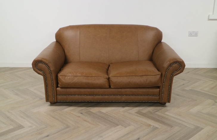 Henley Distinctive Leather Sofa - 2 Seater - Dune Fudge