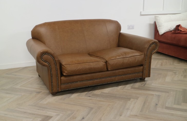 Henley Distinctive Leather Sofa - 2 Seater - Dune Fudge