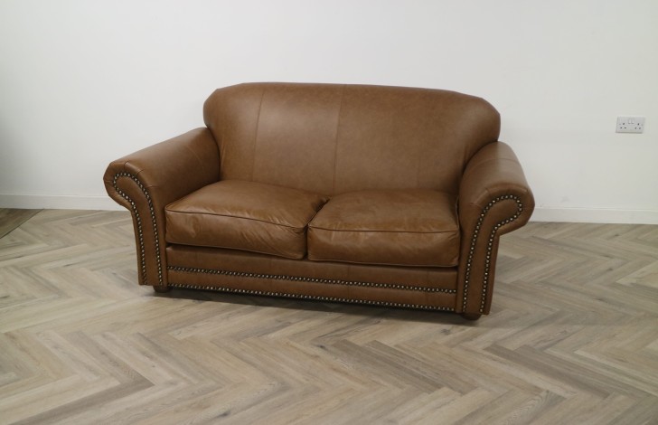 Henley Distinctive Leather Sofa - 2 Seater - Dune Fudge