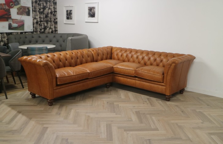 Tatton Chesterfield Corner Sofa - 3 x 2str Corner Sofa - Crystal Bruciato