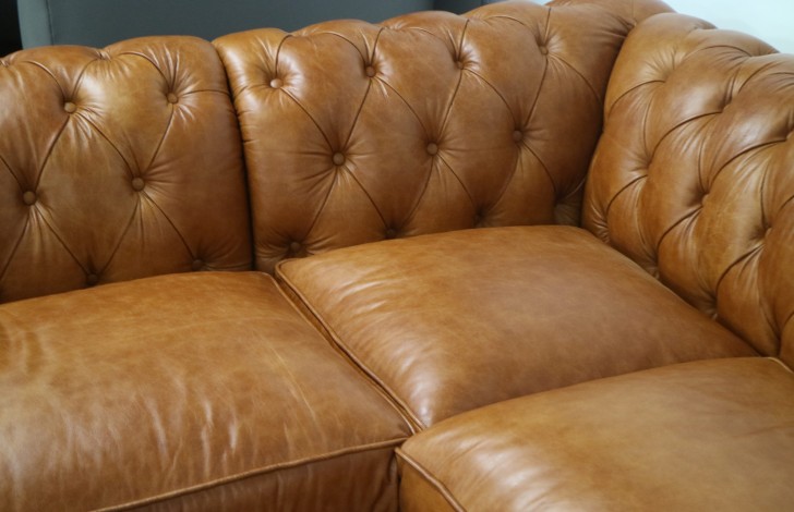 Tatton Chesterfield Corner Sofa - 3 x 2str Corner Sofa - Crystal Bruciato