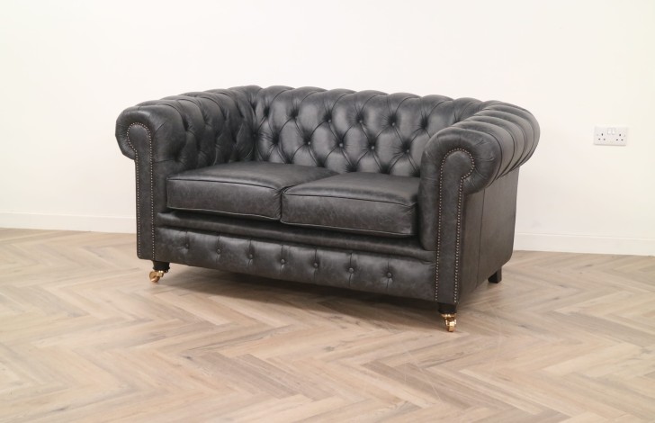 Burwood Leather Sofa - 2 Seater - Dune Charcoal
