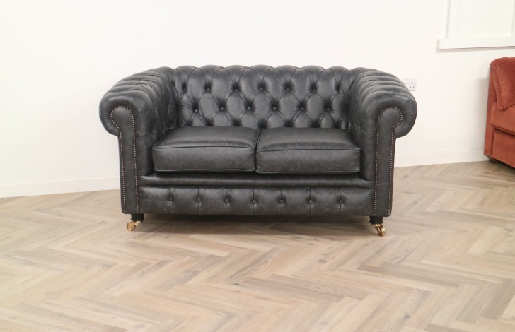 Burwood Leather Sofa - 2 Seater - Dune Charcoal