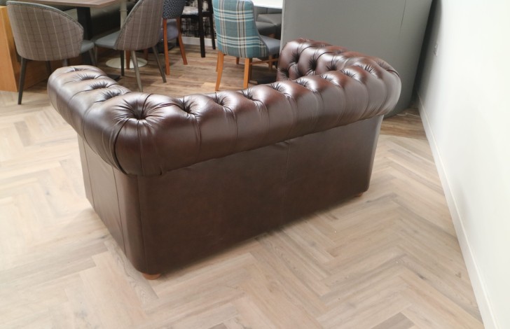 Claridge Leather Chesterfield Sofa - 2 Seater - Antique Brown