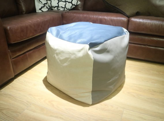 Patchwork Leather Cube Beanbag - 6 Panel