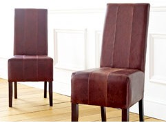 Idaho Deep Tramlined Leather Dining Chairs