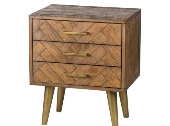 Deco Gold 3 Drawer Bedside Table