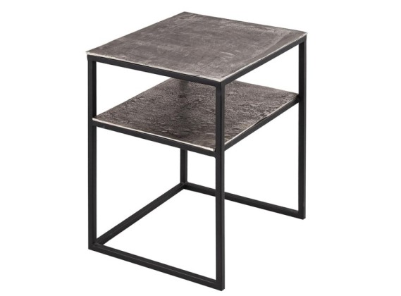 Linear Silver Side Table With Shelf