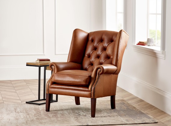 Restoration hardware 2025 leather wingback chair