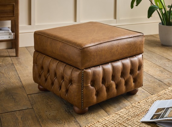 Claridge Leather Chesterfield Footstool