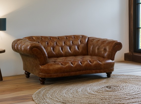 Lyme Tan Leather Chesterfield Sofa