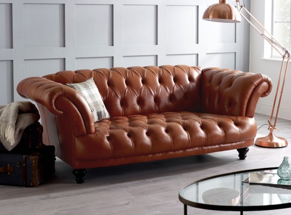 St Edmund Vintage Brown Leather Sofa