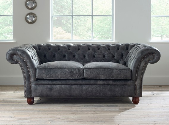 Grey Leather Chesterfield Sofas