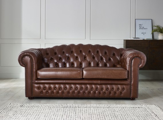 Modern White Genuine Top Grain Leather Chesterfield Sofa – 84 Inches, 3-Seater #1166