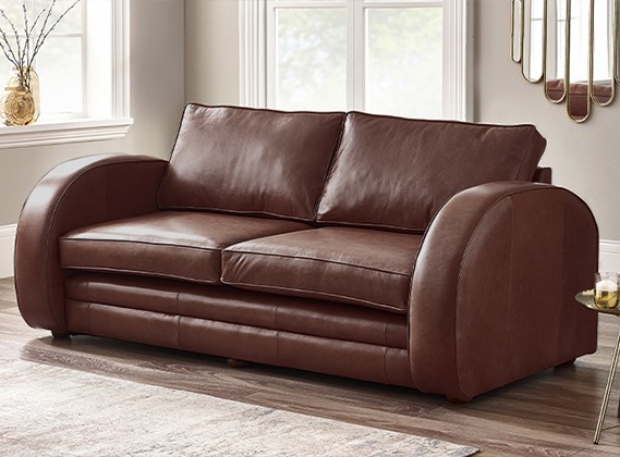 Astoria Art Deco Leather Sofa Bed