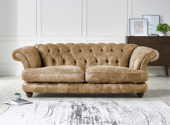 St Edwin Modern Chesterfield Leather Sofa