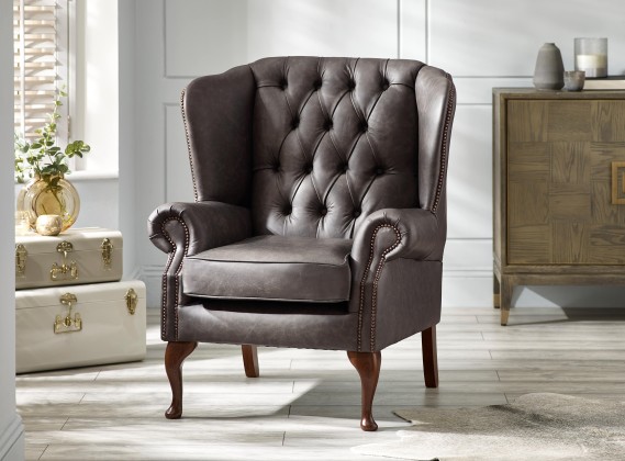Leather Wingback Chairs High Back, Leather Fireside Chairs Uk