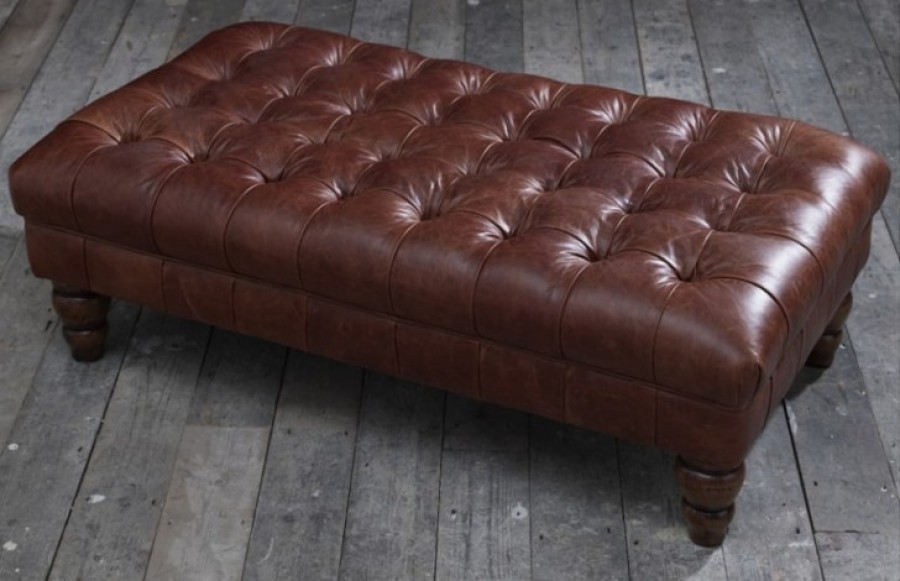 Downton Leather Sofa - 4 Seater + 2x Chairs + Arundel stool - Vintage Tan