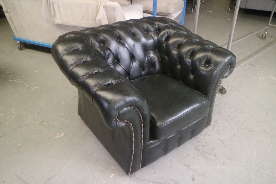 Gladbury Traditional Sofa - 3 Seater + Chair + Chair - Old English Black