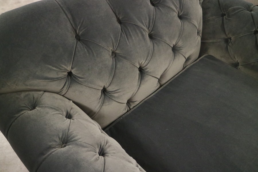 Arundel Vintage Fabric Sofa - 4 Seater + 1.5 Seater - Tango Granite Velvet